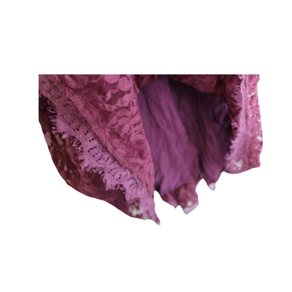 Free People Beet Color Floral Lace Mini Fit & Flare Dress Women Size 12 - Picture 3 of 6